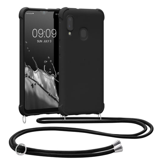 kwmobile Necklace Case kompatibel mit Samsung Galaxy A20e Hülle - Cover mit Kordel zum Umhängen - Silikon Schutzhülle