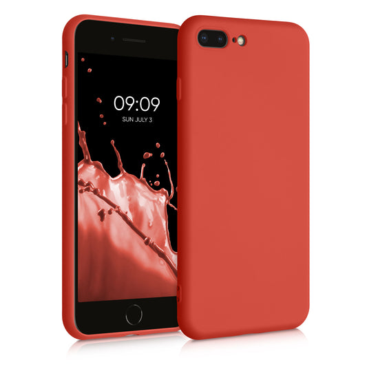 kwmobile Hülle kompatibel mit Apple iPhone 7 Plus / iPhone 8 Plus Hülle - gummierte Silikon Handyhülle - Schutzhülle für kabelloses Laden - Case
