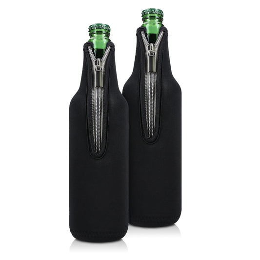 kwmobile 2x 330-500ml Flasche Flaschenkühler - für Bier und andere Getränke - aus isoliertem Neopren - Kühler in Schwarz Schwarz  [dsg04]