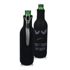 kwmobile 2x 330-500ml Flasche Flaschenkühler - für Bier andere Getränke - Neopren Kühler Don't touch my beer Weiß Schwarz Weiß  [dsg01]