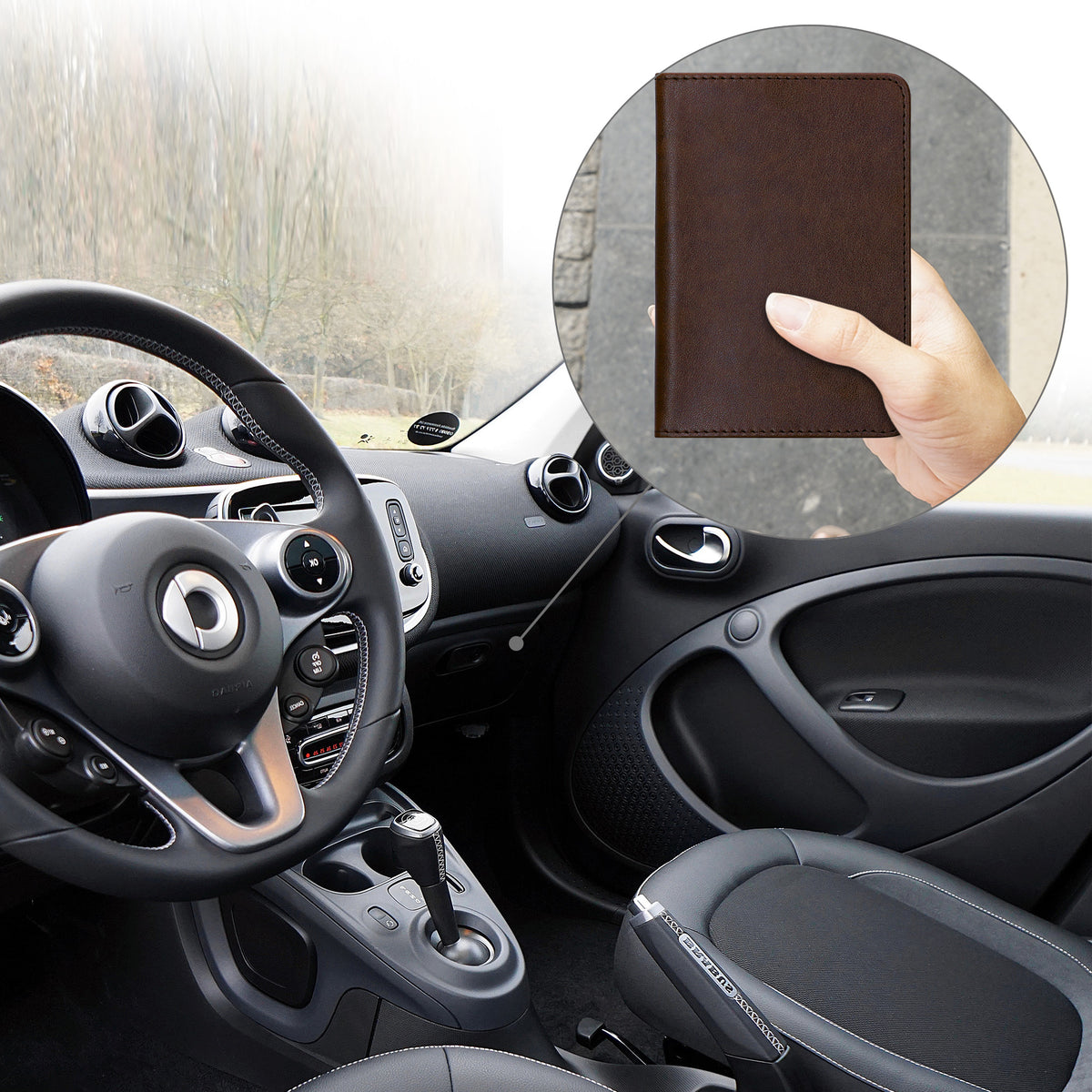kwmobile Fahrzeugschein Hülle mit Kartenfächern - Tasche Etui für Kfz Zulassungsbescheinigung Führerschein Ausweis Kartenhüllen