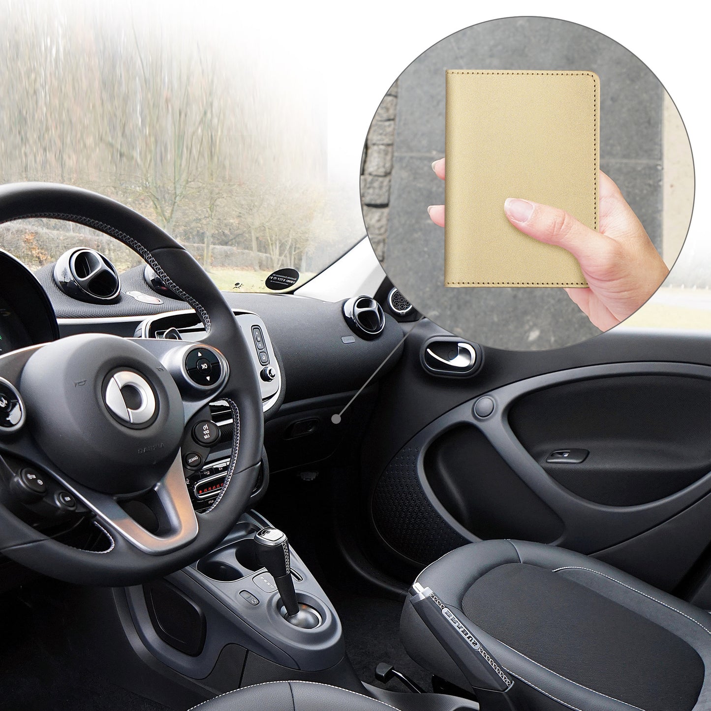 kwmobile Fahrzeugschein Hülle mit Kartenfächern - Tasche Etui für Kfz Zulassungsbescheinigung Führerschein Ausweis Kartenhüllen