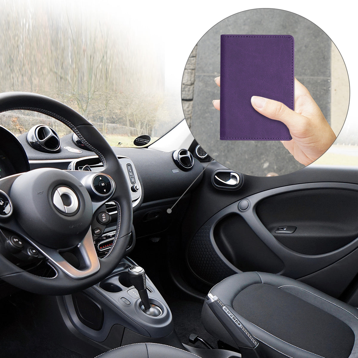 kwmobile Fahrzeugschein Hülle mit Kartenfächern - Tasche Etui für Kfz Zulassungsbescheinigung Führerschein Ausweis Kartenhüllen