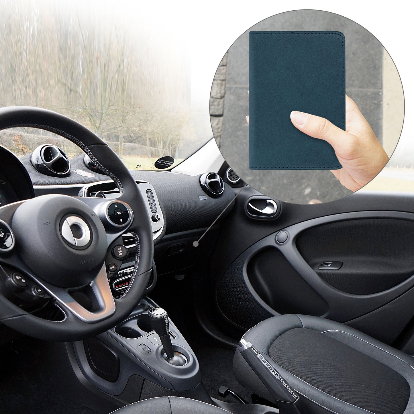 kwmobile Fahrzeugschein Hülle mit Kartenfächern - Tasche Etui für Kfz Zulassungsbescheinigung Führerschein Ausweis Kartenhüllen