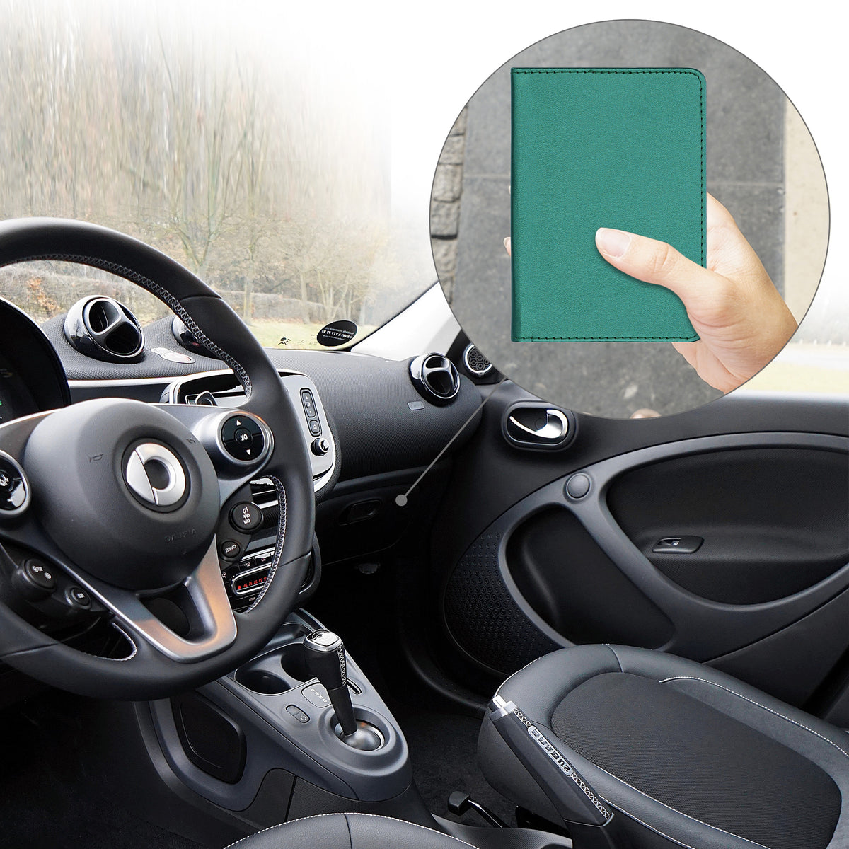 kwmobile Fahrzeugschein Hülle mit Kartenfächern - Tasche Etui für Kfz Zulassungsbescheinigung Führerschein Ausweis Kartenhüllen