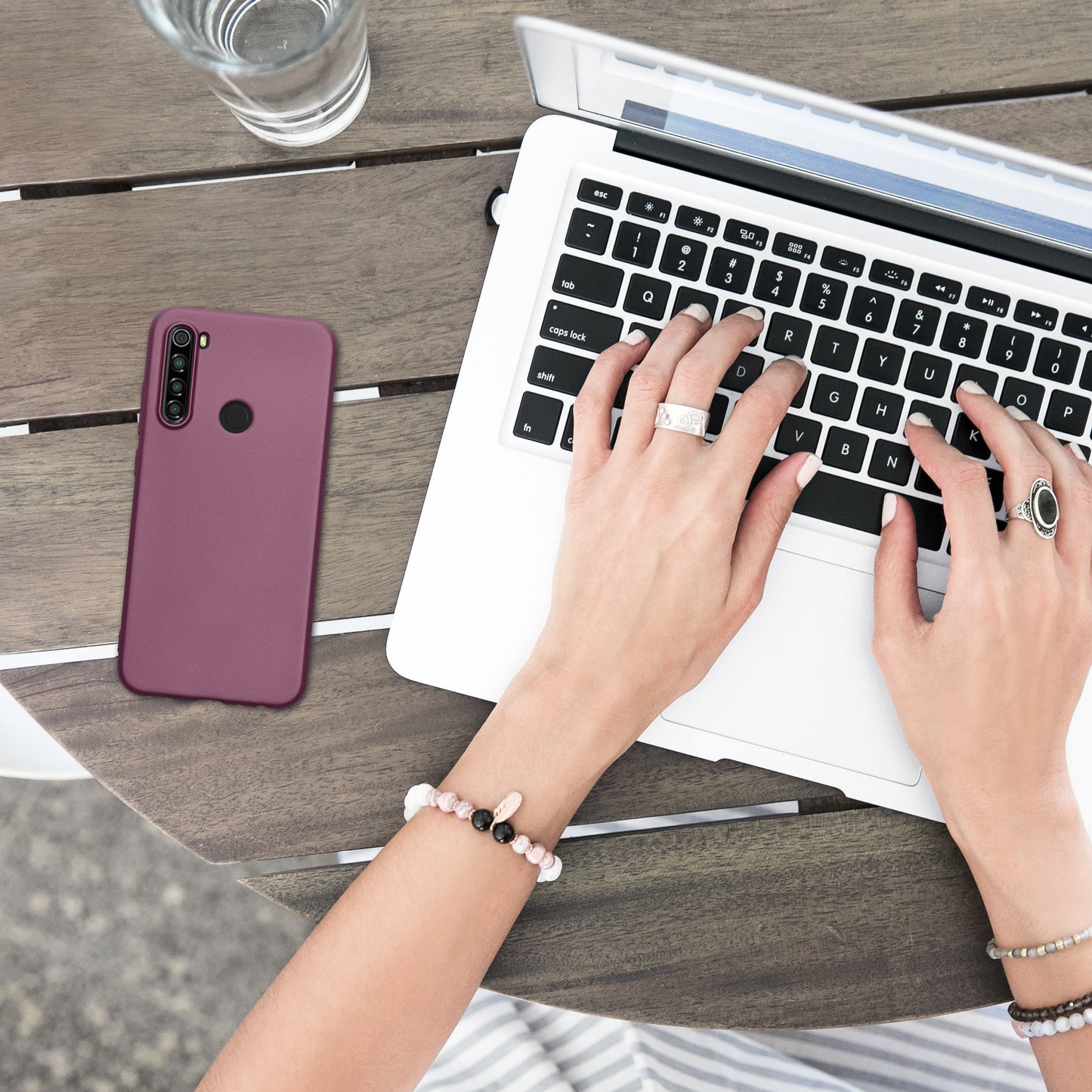 kwmobile Handyhülle für Xiaomi Redmi Note 8 (2019 / 2021) Hülle - Silikon Case metallisch schimmernd - Schutzhülle Cover