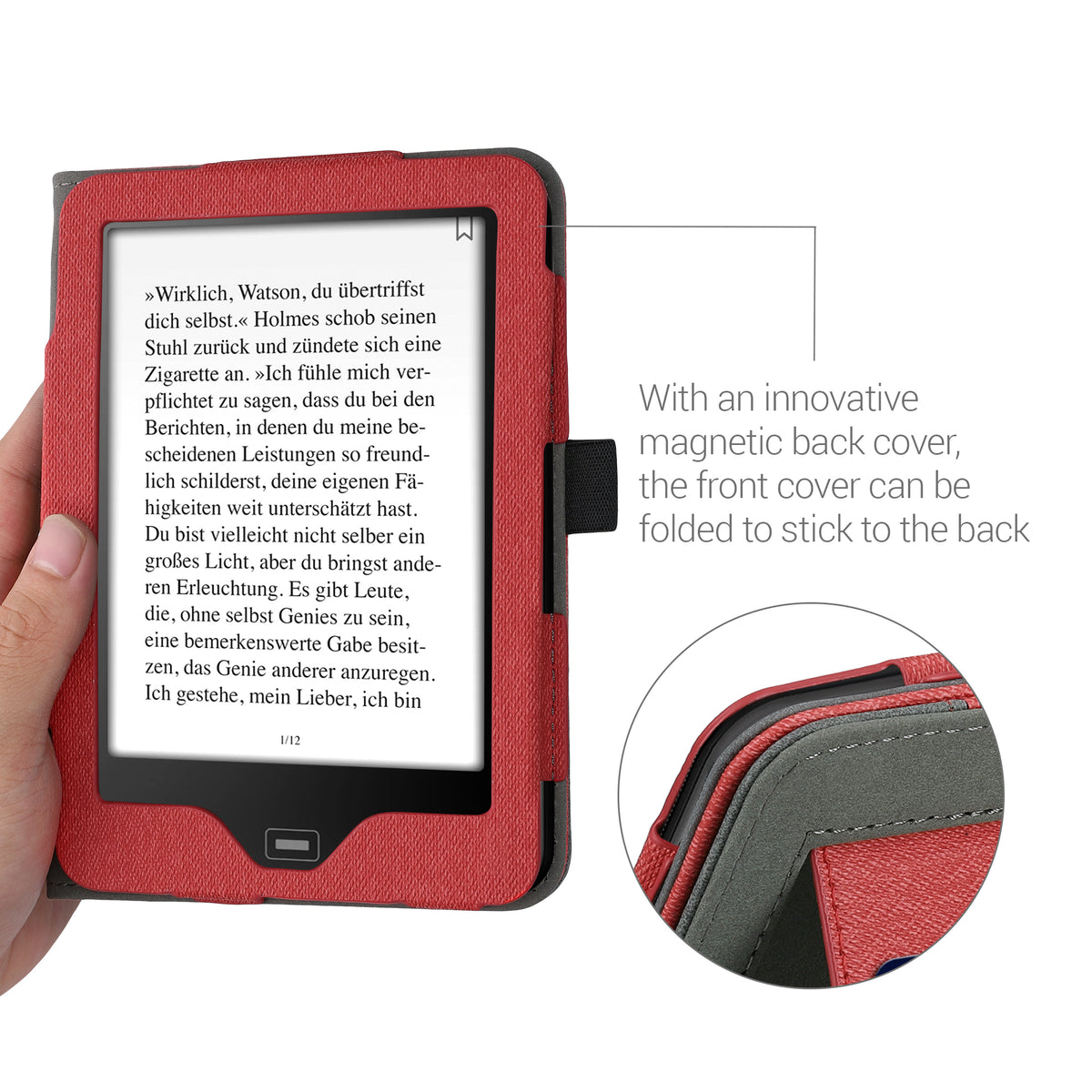 Flip Case für Tolino Vision 1 / 2 / 3 / 4 HD mit Handschlaufe