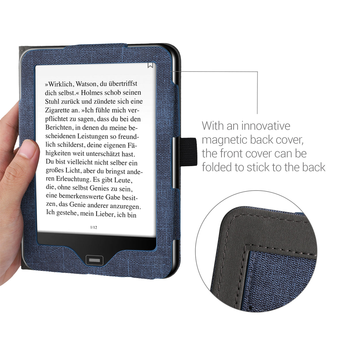 Flip Case für Tolino Vision 1 / 2 / 3 / 4 HD mit Handschlaufe