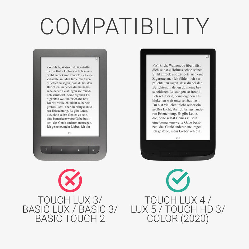eReader Hülle für Pocketbook Touch Lux 4/5/Touch HD 3/Color (2020)/ Vivlio Lux 5 mit Auto-Sleep