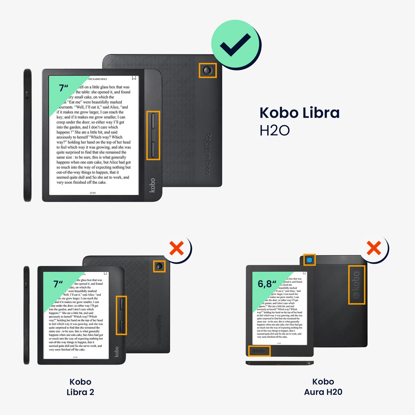 kwmobile Schutzhülle für Kobo Libra H2O Hülle - eReader Klapphülle mit Auto Sleep Funktion - Cover mit Ständer