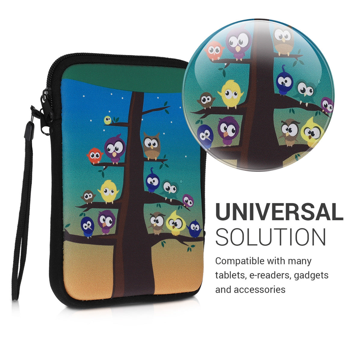 kwmobile Tasche für eReader - Hülle Schutzhülle Galaxie Baum Wiese - 17 x 12 x 2 cm Innenmaße