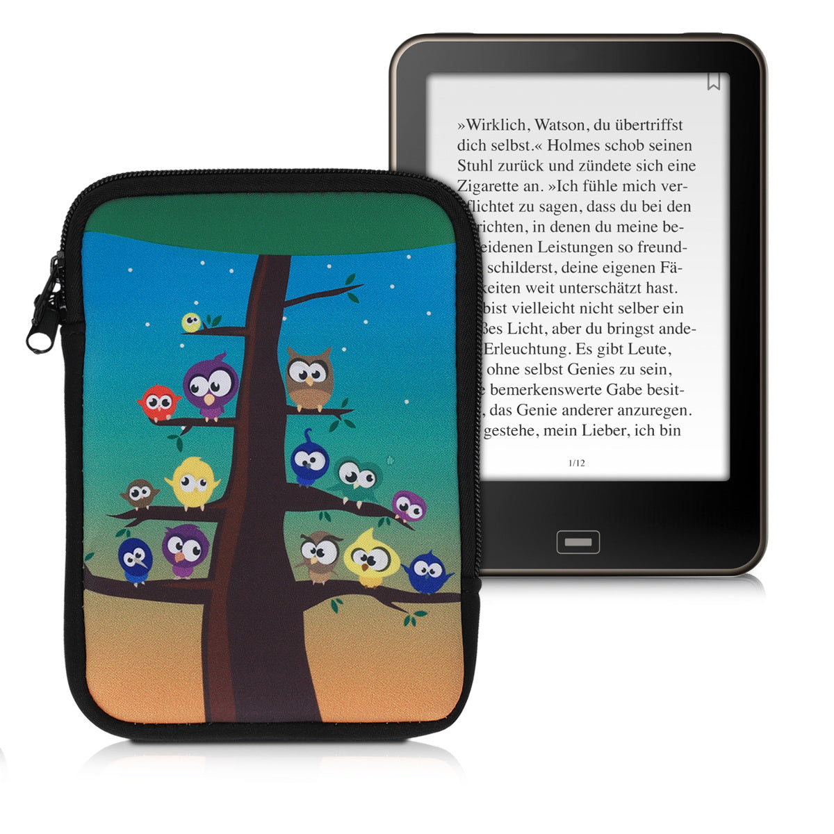 kwmobile Tasche für eReader - Hülle Schutzhülle Galaxie Baum Wiese - 17 x 12 x 2 cm Innenmaße