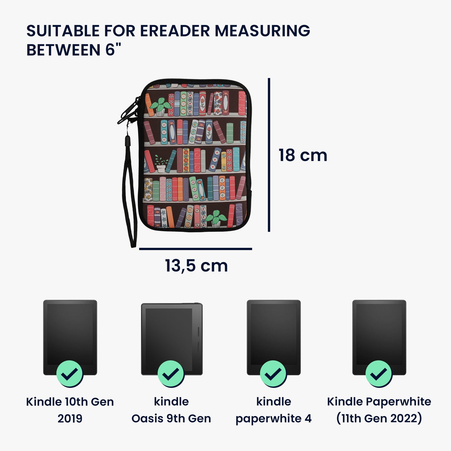 kwmobile Tasche für eReader - Hülle Schutzhülle Galaxie Baum Wiese - 17 x 12 x 2 cm Innenmaße