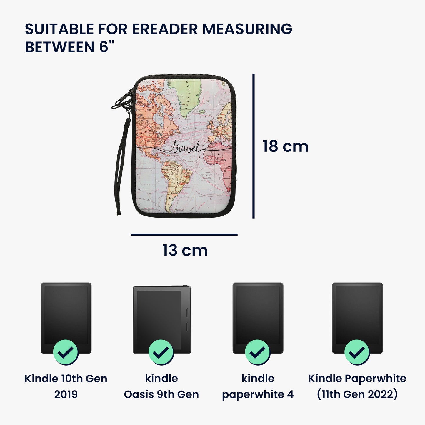 kwmobile Tasche für eReader - Hülle Schutzhülle Galaxie Baum Wiese - 17 x 12 x 2 cm Innenmaße