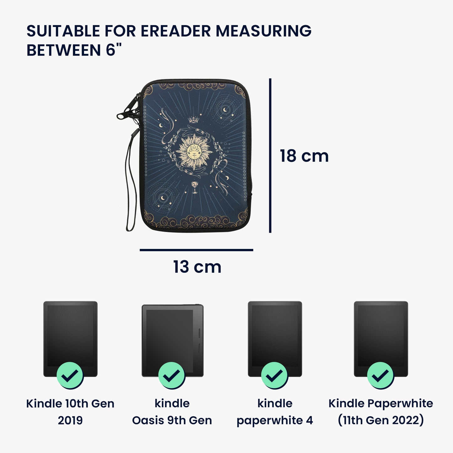 kwmobile Tasche für eReader - Hülle Schutzhülle Galaxie Baum Wiese - 17 x 12 x 2 cm Innenmaße