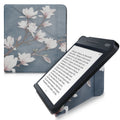kwmobile Kunstleder eReader Schutzhülle für Kobo Libra H2O Hülle - Falt Cover für E-Reader in Taupe Weiß Blaugrau - Magnolien Taupe  [dsg05]