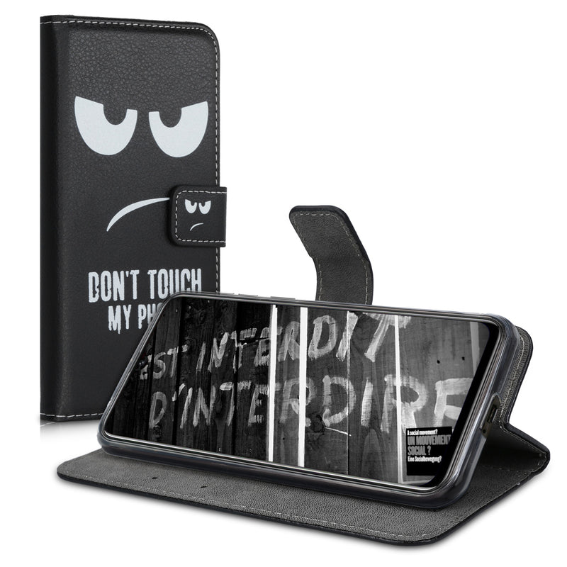 kwmobile Wallet Case kompatibel mit Ulefone Note 7 (2019) Hülle - Cover mit Ständer und Kartenfächern - Don't touch my Phone