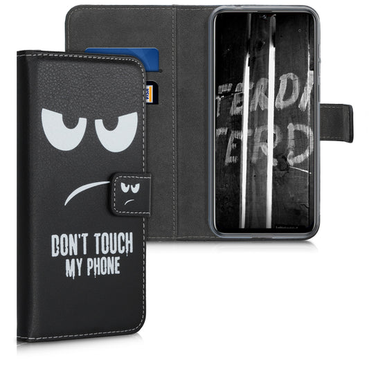 kwmobile Wallet Case kompatibel mit Ulefone Note 7 (2019) Hülle - Cover mit Ständer und Kartenfächern - Don't touch my Phone