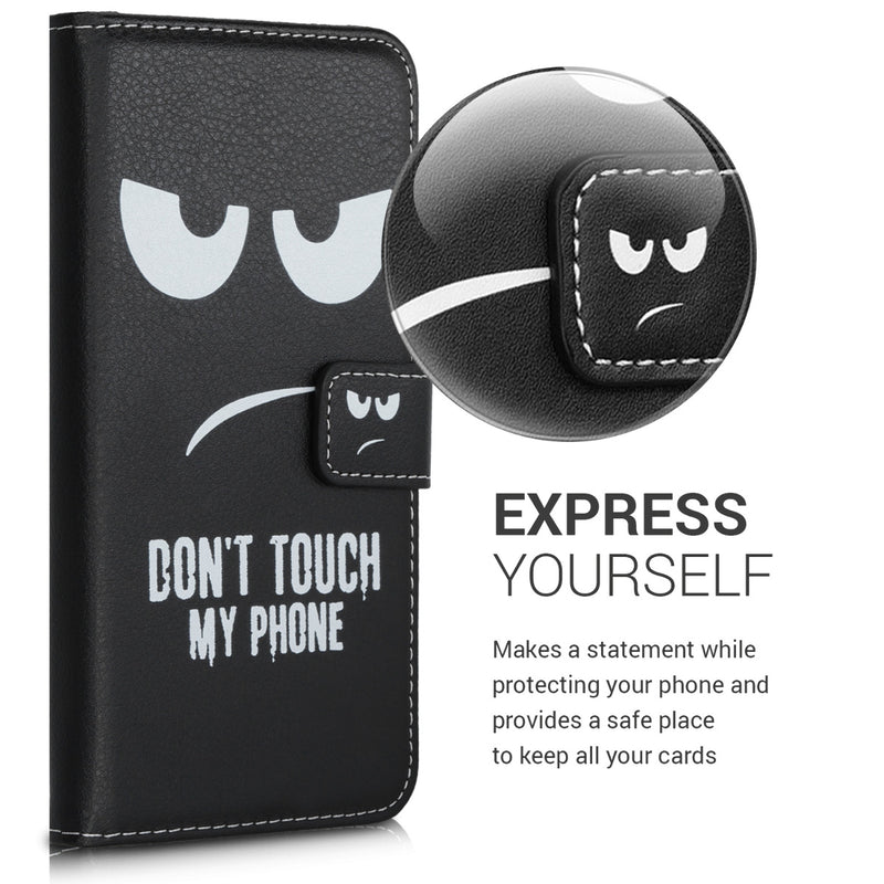 kwmobile Wallet Case kompatibel mit Ulefone Note 7 (2019) Hülle - Cover mit Ständer und Kartenfächern - Don't touch my Phone