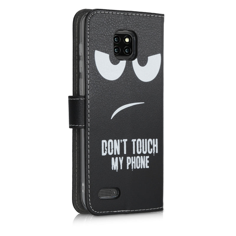 kwmobile Wallet Case kompatibel mit Ulefone Note 7 (2019) Hülle - Cover mit Ständer und Kartenfächern - Don't touch my Phone