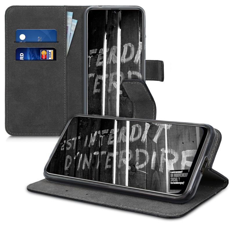 kwmobile Wallet Case kompatibel mit Ulefone Note 7 (2019) Hülle - Cover mit Ständer und Kartenfächern - Don't touch my Phone