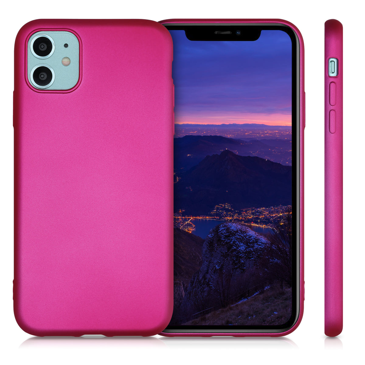 kwmobile Handyhülle für Apple iPhone 11 Hülle - Silikon Case metallisch schimmernd - Schutzhülle Cover