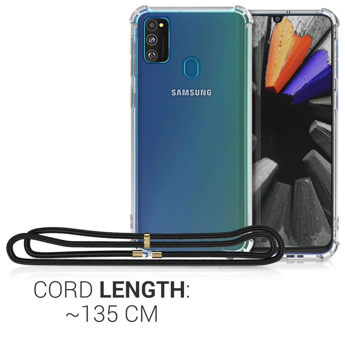 kwmobile Necklace Case kompatibel mit Samsung Galaxy M30s Hülle - Silikon Cover mit Handykette - Band Handyhülle