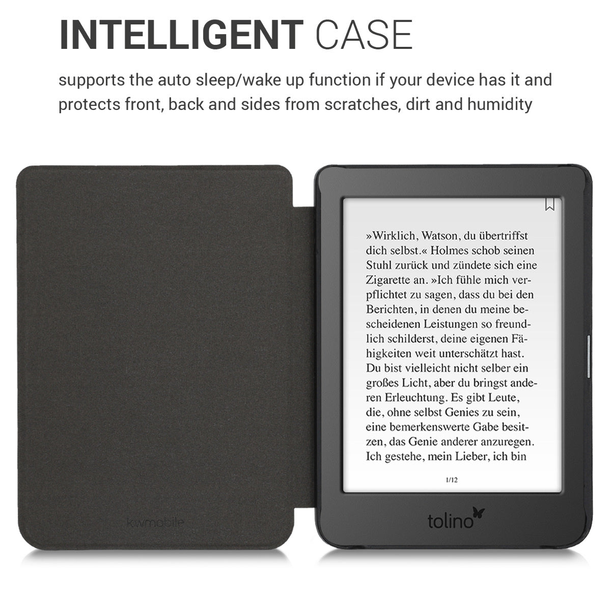 kwmobile Schutzhülle für Tolino Page 2 Hülle - eReader Flip Case mit Auto Sleep Funktion