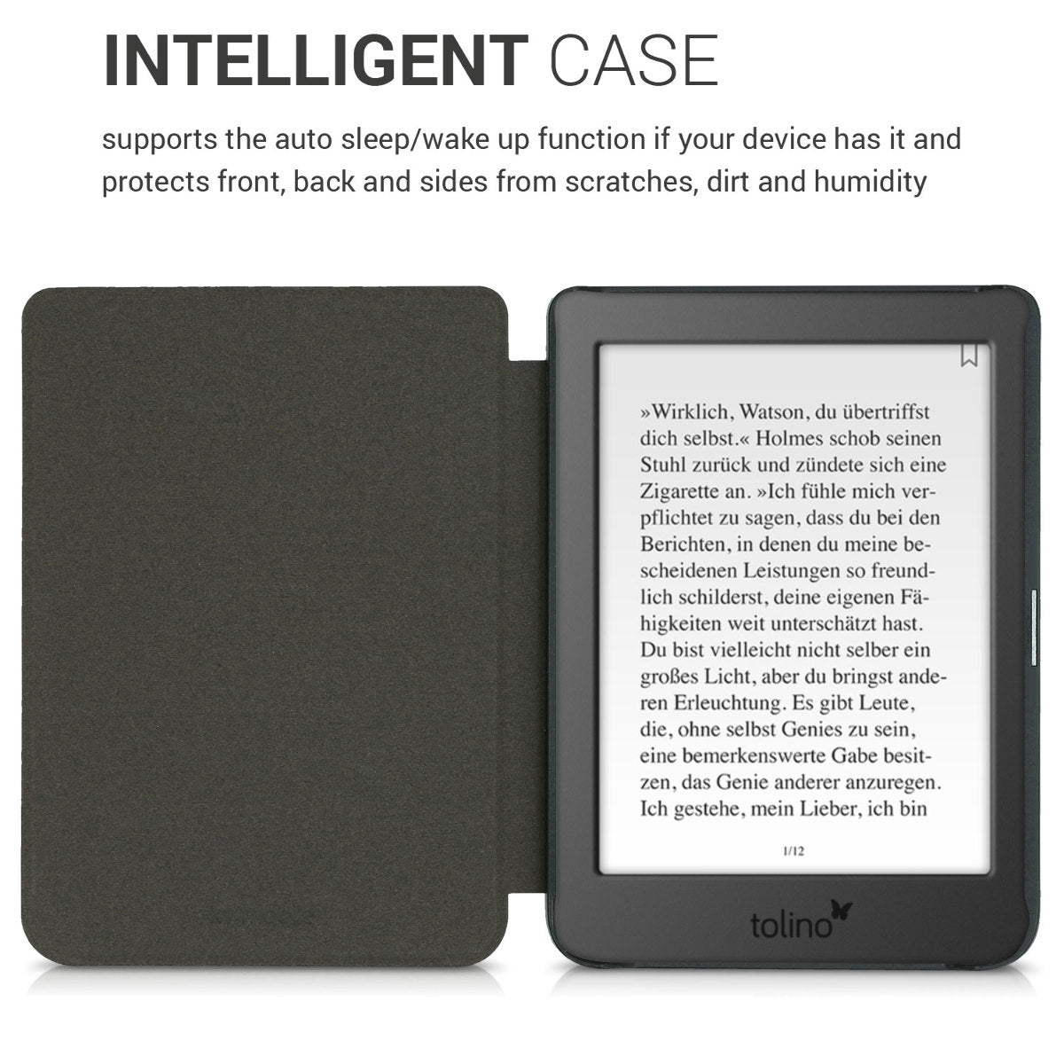 kwmobile Schutzhülle für Tolino Page 2 Hülle - eReader Flip Case mit Auto Sleep Funktion