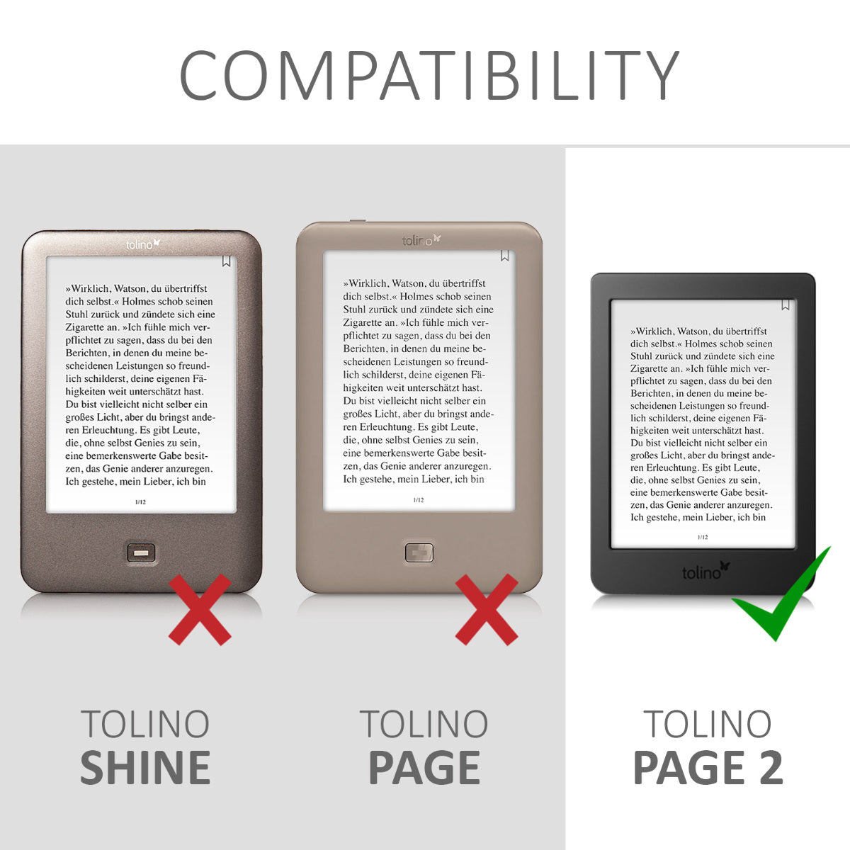kwmobile Schutzhülle für Tolino Page 2 Hülle - eReader Flip Case mit Auto Sleep Funktion
