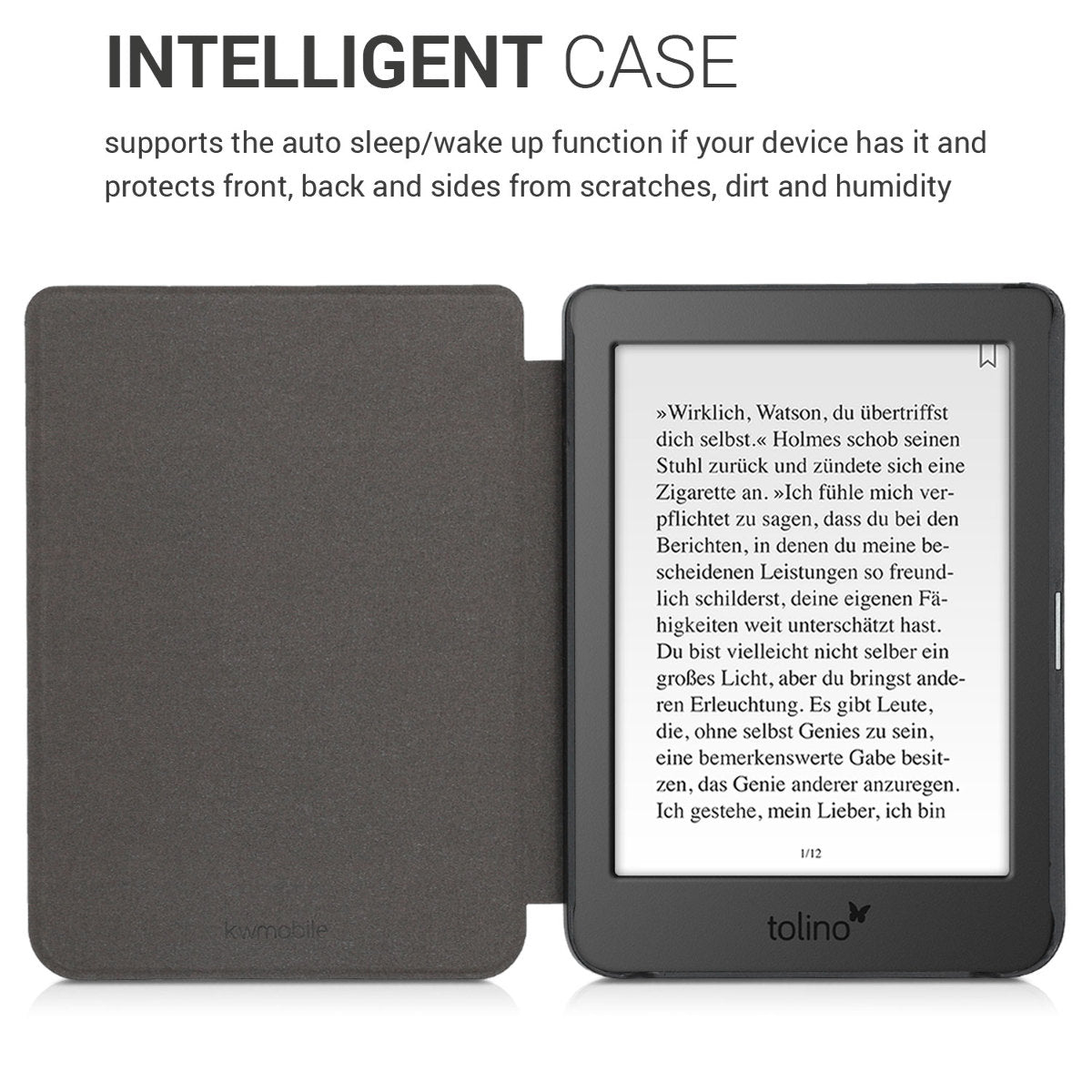 kwmobile Schutzhülle für Tolino Page 2 Hülle - eReader Flip Case mit Auto Sleep Funktion