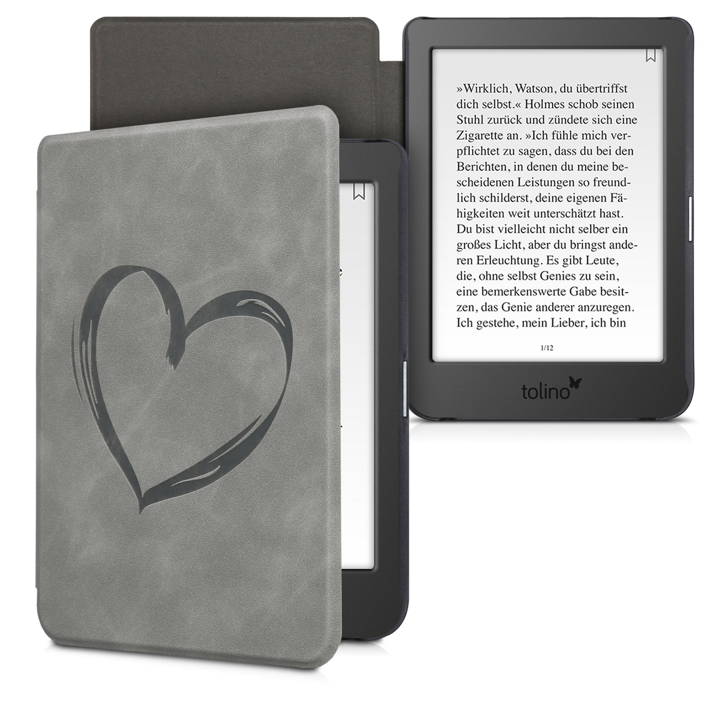 kwmobile Schutzhülle für Tolino Page 2 Hülle - eReader Case aus Kunstleder mit Auto Sleep Funktion - [dsg03] - Hüllen
