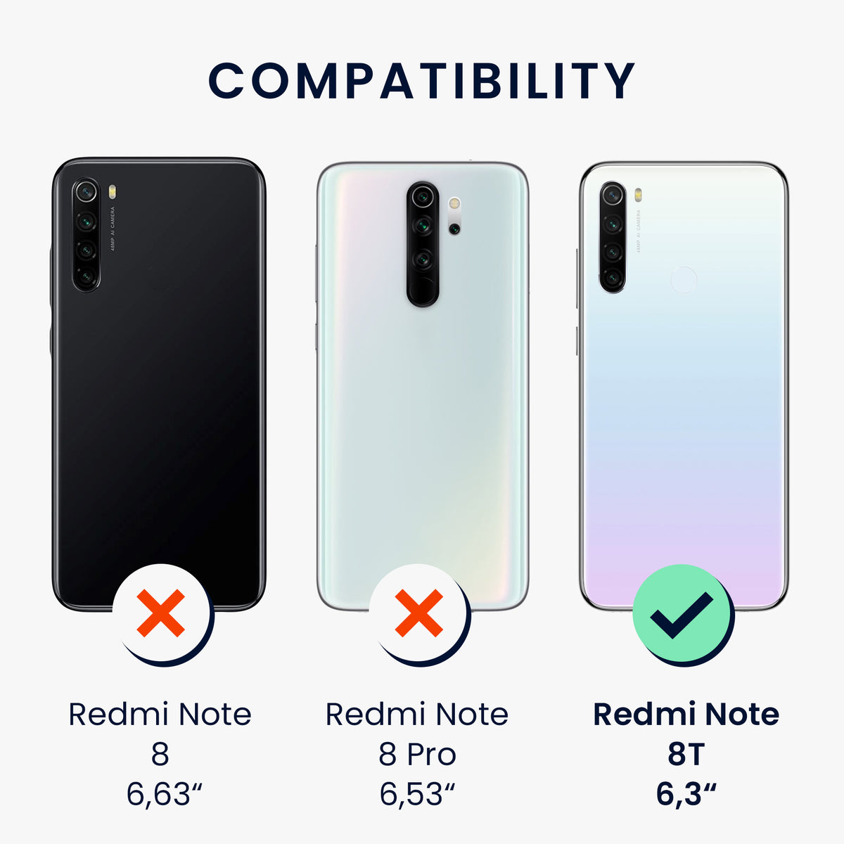 kwmobile Handyhülle für Xiaomi Redmi Note 8T - Kabelloses Laden - Schutzhülle Cover