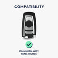BMW 3-Tasten Funk Autoschlüssel (nur Keyless Go) Silikon Schlüsselhülle Hochglanz Silber Schwarz