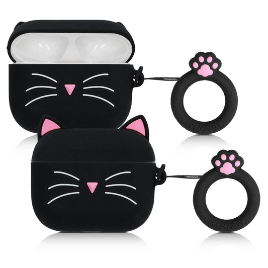 kwmobile Design Schutzhülle für Apple AirPods Pro Hülle - TPU Silikon Case für Kopfhörer Ladecase - stoßfestes Cover mit Karabiner - Schwarz Weiß Schwarz  [dsg01]