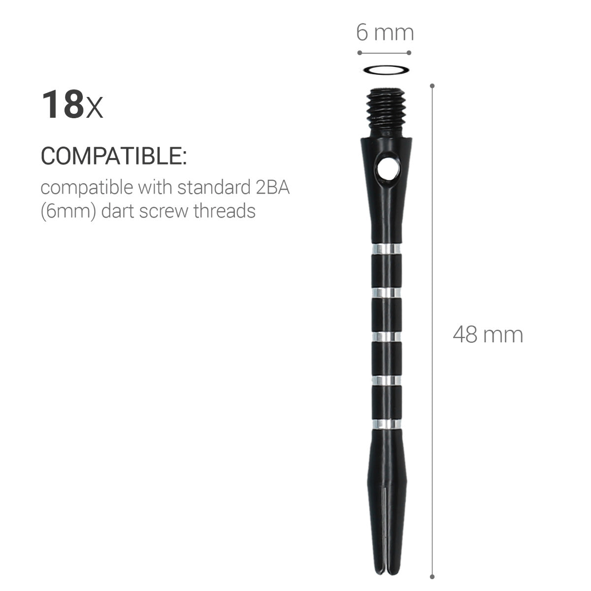 kwmobile Dart Shafts Set mit Gummi Ring - aus Aluminium - 2ba Gewinde - 48mm lang - Dartpfeil-Schäfte Dartschäfte