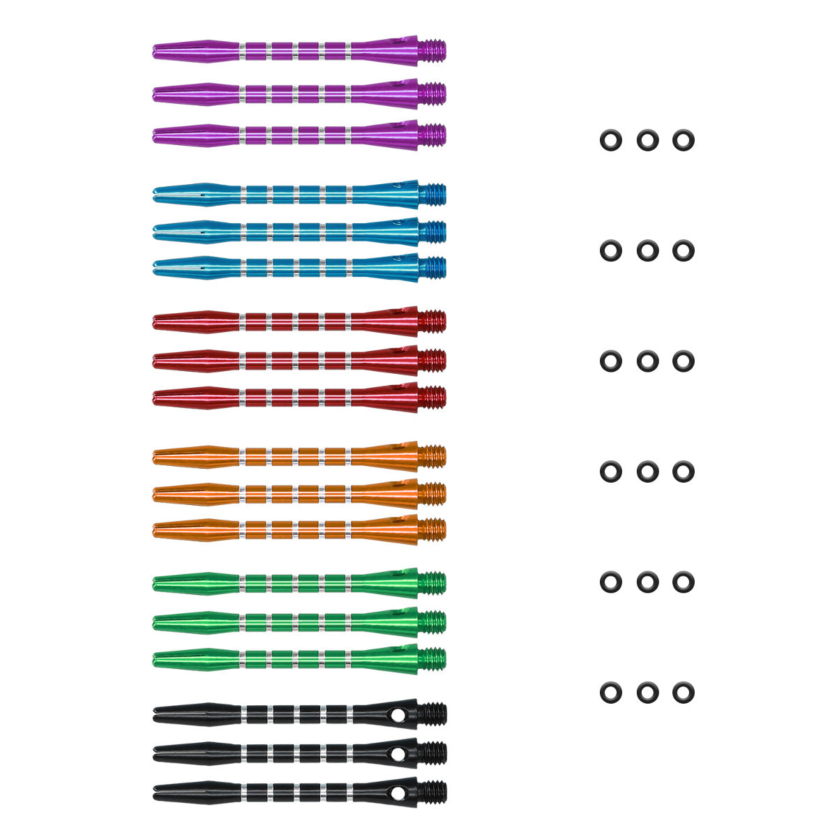 kwmobile Dart Shafts Set mit Gummi Ring - aus Aluminium - 2ba Gewinde - 48mm lang - Dartpfeil-Schäfte Dartschäfte
