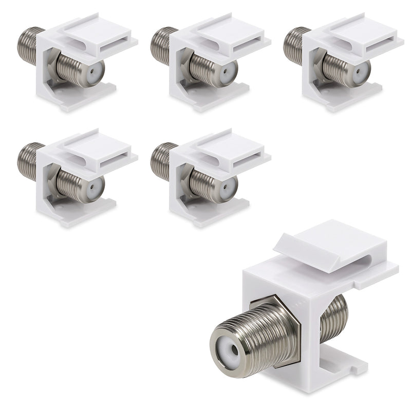 kwmobile 6x Keystone Modul F-Buchse - 6 Stück Koax F-Stecker für DVB-S und DVB-S2 - Anschluss TV SAT Kabel an Modular Patchpanel oder Anschlussdosen Weiß  