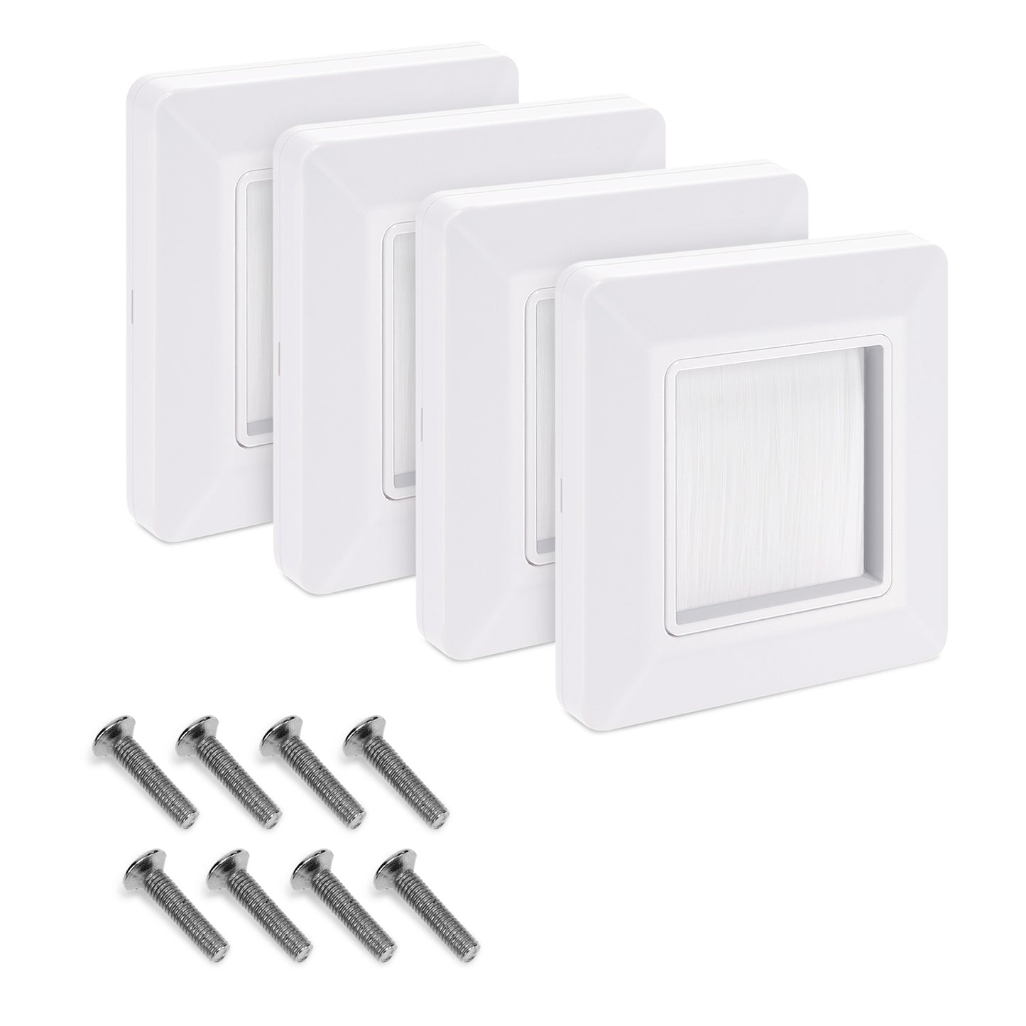kwmobile 4x Kabeldurchführung für Wand mit Pinsel - Kabeldurchlass TV - Wanddurchführung Kabel - Blende Kabeldurchführung für Unterputz - Kabelauslassdose Unterputz Set - Weiß Weiß  