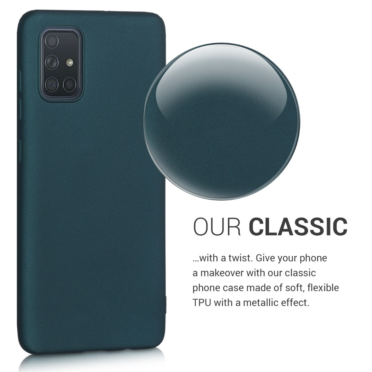 kwmobile Handyhülle für Samsung Galaxy A71 Hülle - Silikon Case metallisch schimmernd - Schutzhülle Cover
