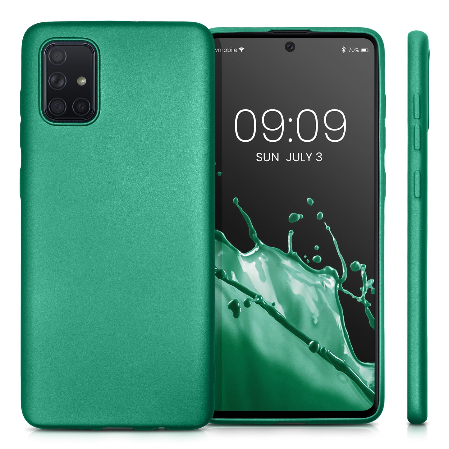 kwmobile Handyhülle für Samsung Galaxy A71 Hülle - Silikon Case metallisch schimmernd - Schutzhülle Cover