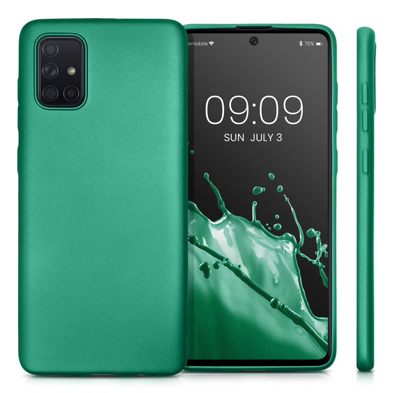 kwmobile Handyhülle für Samsung Galaxy A71 Hülle - Silikon Case metallisch schimmernd - Schutzhülle Cover