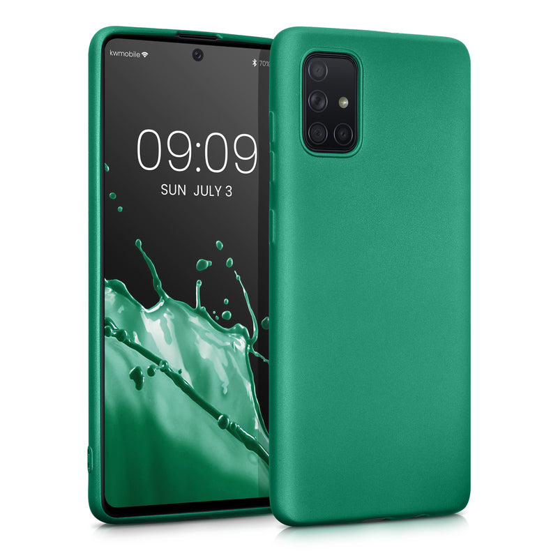 kwmobile Handyhülle für Samsung Galaxy A71 Hülle - Silikon Case metallisch schimmernd - Schutzhülle Cover