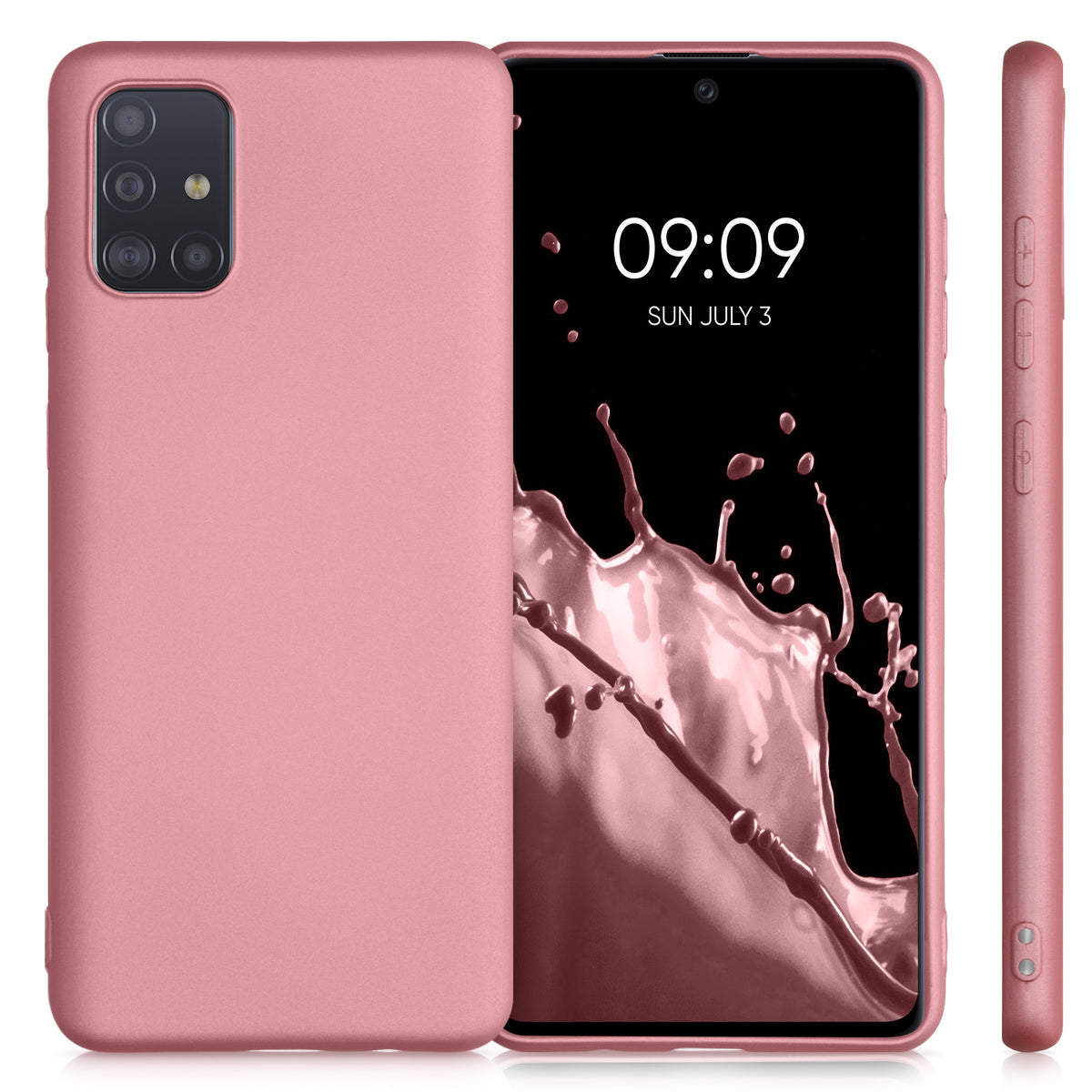kwmobile Handyhülle für Samsung Galaxy A71 Hülle - Silikon Case metallisch schimmernd - Schutzhülle Cover