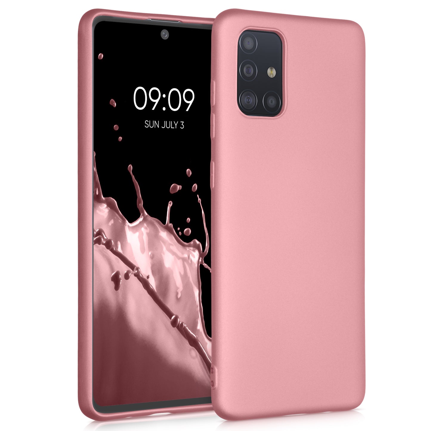 kwmobile Handyhülle für Samsung Galaxy A71 Hülle - Silikon Case metallisch schimmernd - Schutzhülle Cover