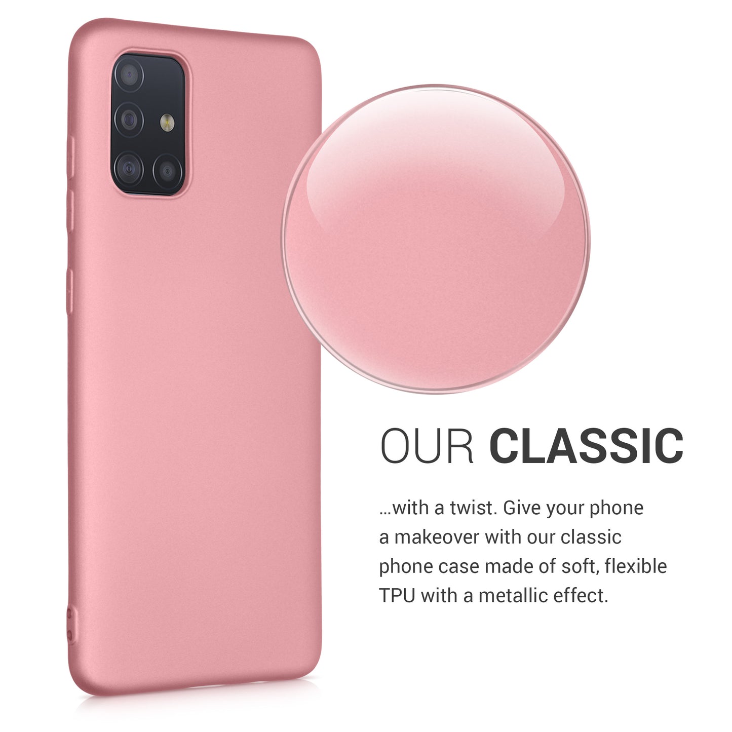 kwmobile Handyhülle für Samsung Galaxy A71 Hülle - Silikon Case metallisch schimmernd - Schutzhülle Cover