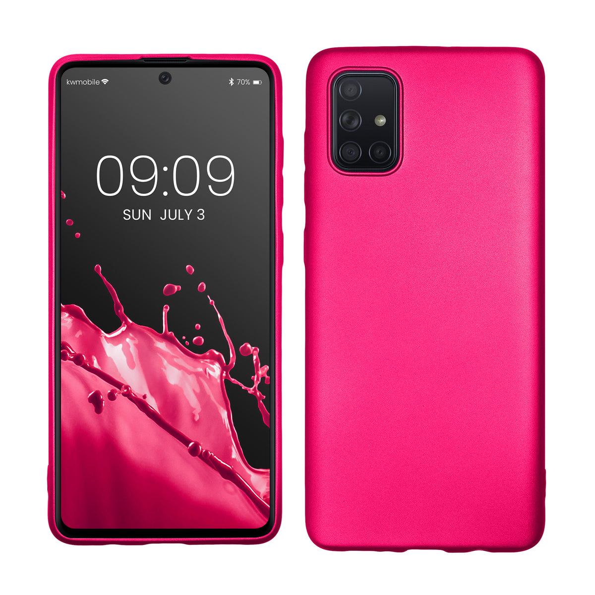 kwmobile Handyhülle für Samsung Galaxy A71 Hülle - Silikon Case metallisch schimmernd - Schutzhülle Cover