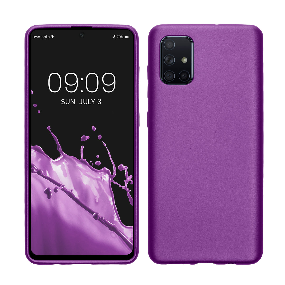 kwmobile Handyhülle für Samsung Galaxy A71 Hülle - Silikon Case metallisch schimmernd - Schutzhülle Cover