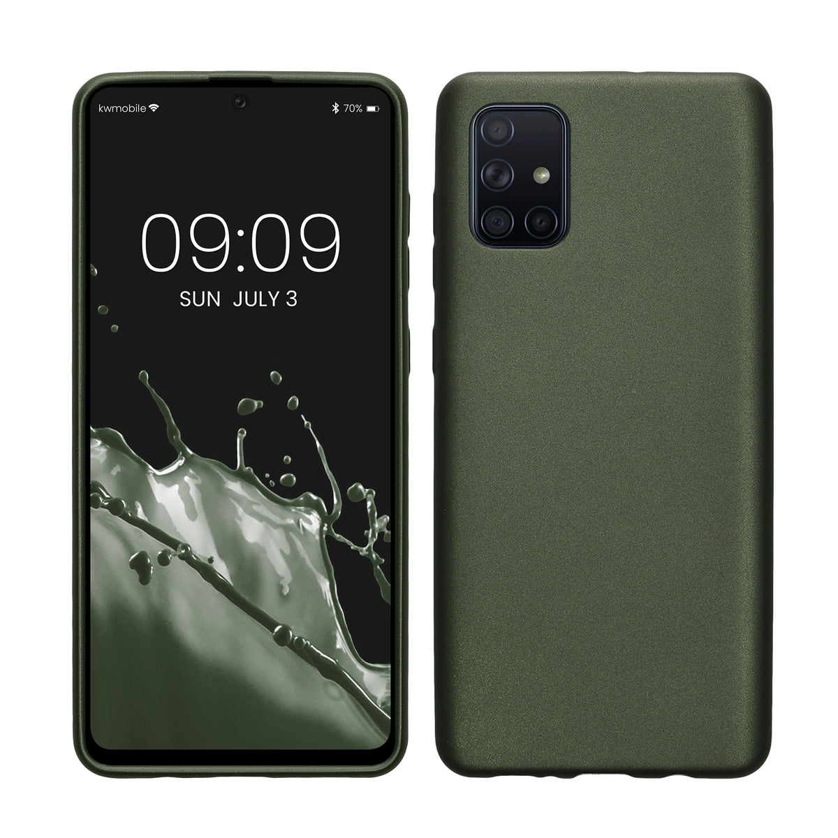 kwmobile Handyhülle für Samsung Galaxy A71 Hülle - Silikon Case metallisch schimmernd - Schutzhülle Cover