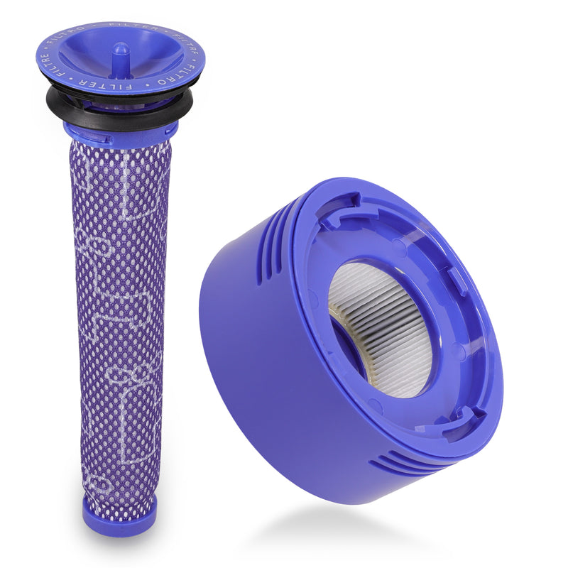 kwmobile Filter für Dyson V7 V8 - Filter Zubehör Set - Vormotorfilter und Hepa Nachmotorfilter - wiederverwendbar - Akku Staubsauger Ersatzteile Blau  [dsg01]